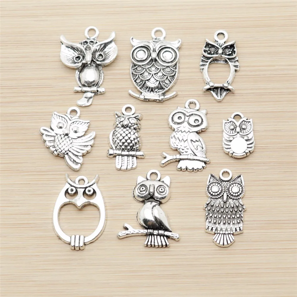 Винтажные Подвески Mix Owl 50 шт./лот подходят для браслетов ожерелий подвесок