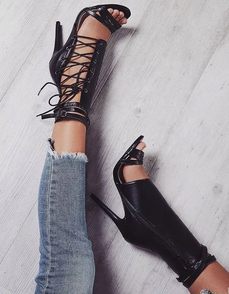 2019 римские туфли с ремешком и пряжкой черные женские сандалии-гладиаторы на