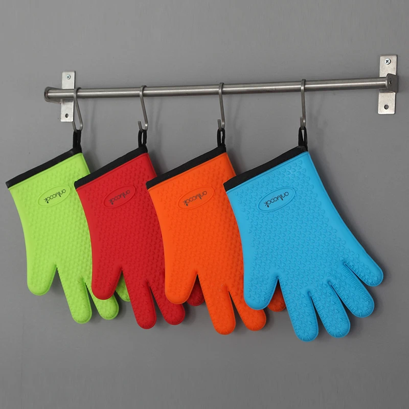 2Pcs/Pair Anti-scalding Silicone Microwave Oven Plus Cotton Insulation Gloves Temperature Kitchen Heat-proof 5Fingers Household | Дом и сад