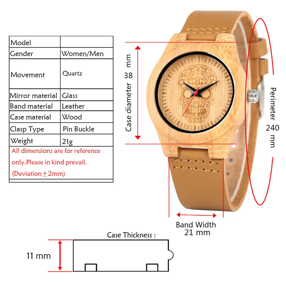 Часы наручные для мужчин и женщин стимпанк с бамбуковым циферблатом цветами
