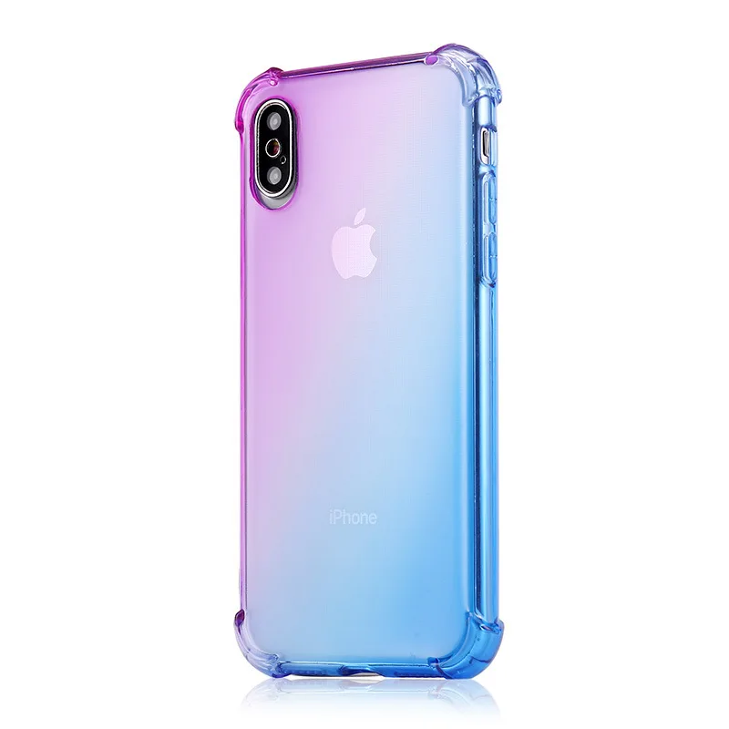 Роскошный мягкий прозрачный чехол из ТПУ с градиентом цвета для Apple iPhone X XR XS Max 8 7 6S