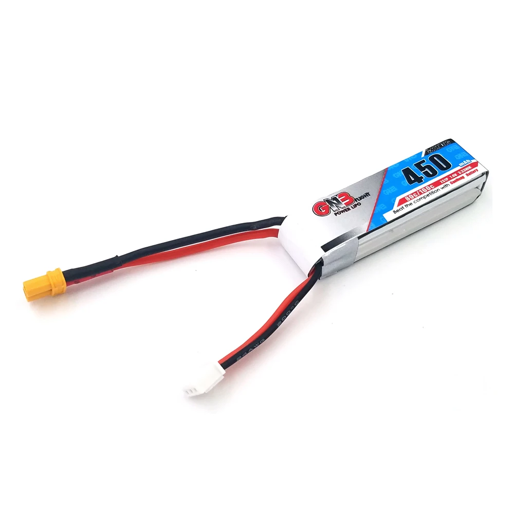 2 шт. Gaoneng 2S 450 мАч 80C/160C Lipo батарея JST XT30 разъем микро самолет мини Квадрокоптер FPV гоночный Дрон батарея для Emax babyhawk