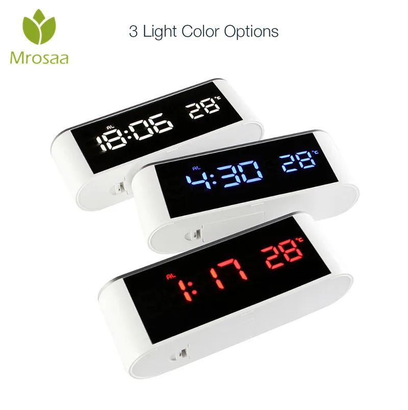 Mrosaa цифровой usb зарядка Будильник с зеркалом светодиодный экран кнопочный