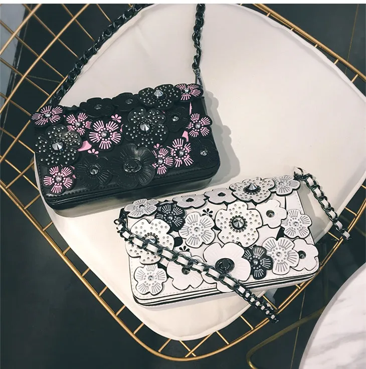 Женская сумка из ПУ кожи с заклепками и цепочками | Багаж сумки