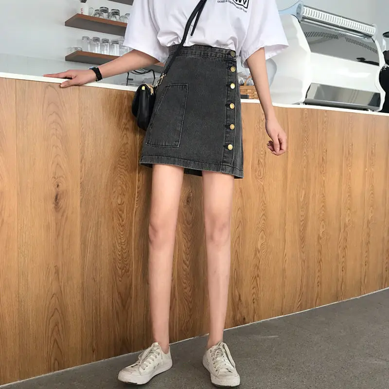 Женская джинсовая юбка трапециевидная облегающая с высокой талией ковбойская