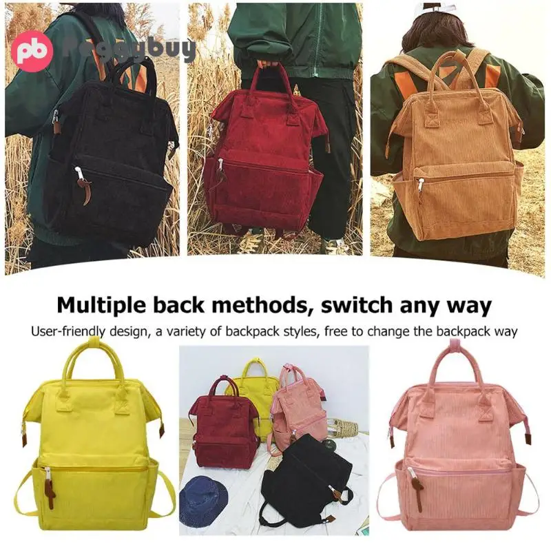 Вельветовые рюкзаки для женщин Mochila модные зимние повседневные стильные Женские однотонные рюкзаки для девочек-подростков Прямая поставка