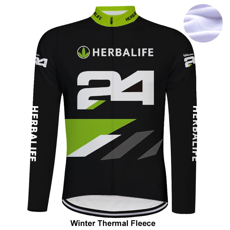 HERBALIFE 2021 зимняя длинная профессиональная Теплая Флисовая велосипедная Джерси
