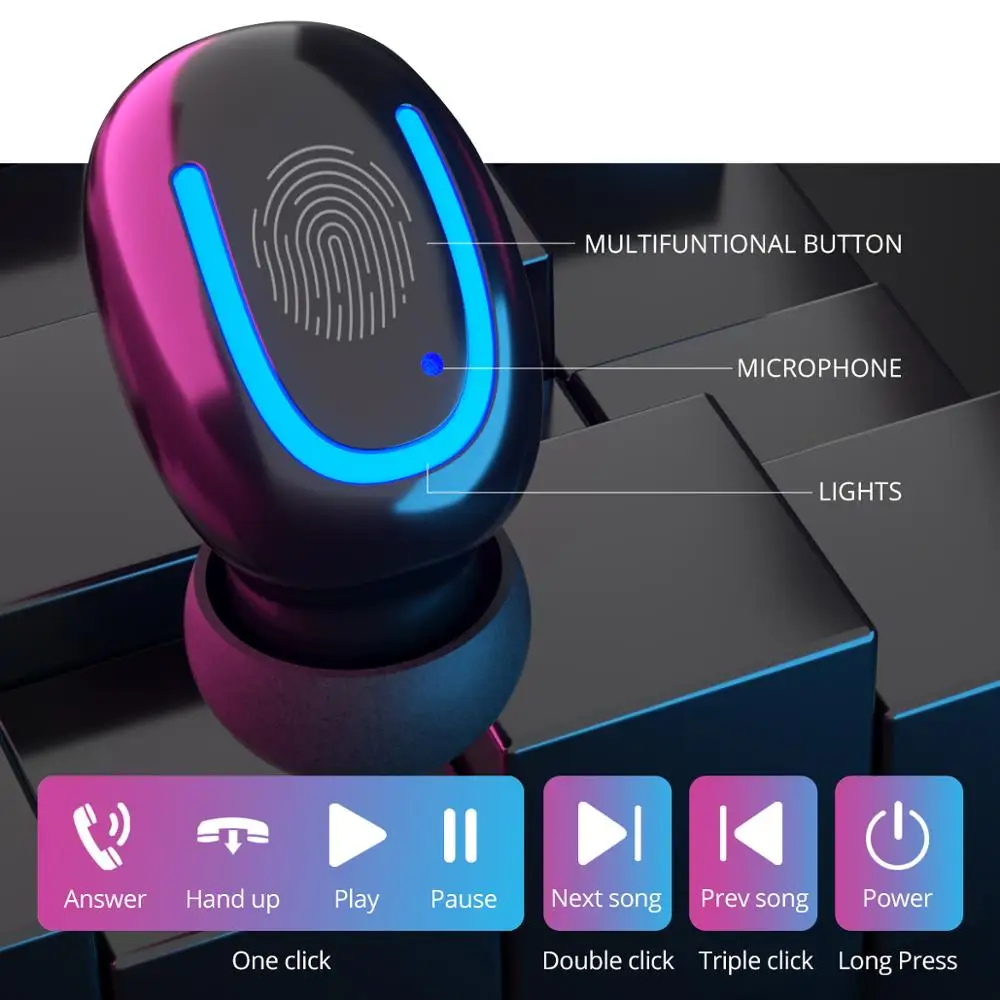 ANMONE TWS 5,0 Bluetooth наушники беспроводные Bluetooth наушники-вкладыши стерео спортивные наушники Игровые наушники с зарядным устройством