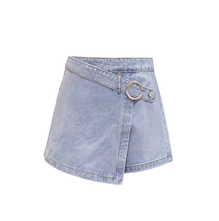 

Spring Irregular Denim Short Pants Women New Summer High Waist ALine Pacthwork Elegant Office Mini Skirts Shorts Harajuku Shorts