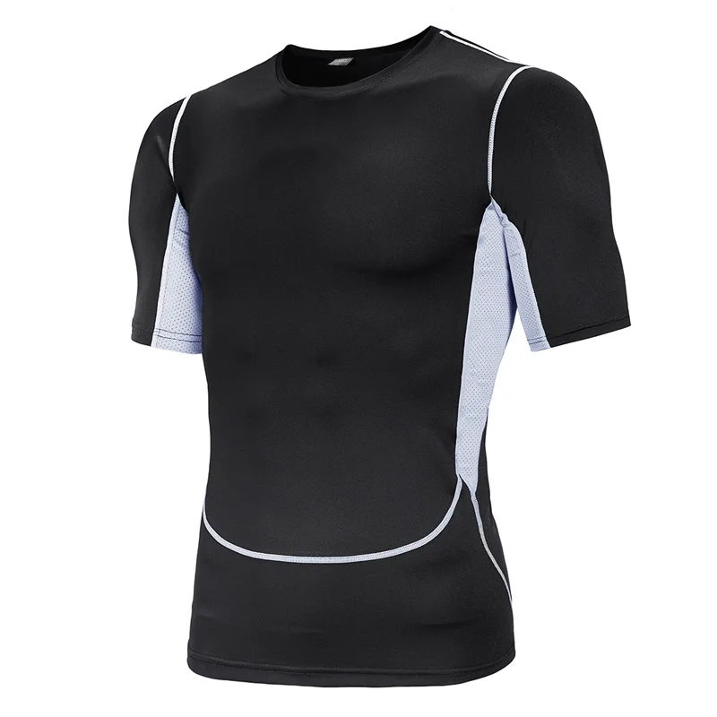 1pcs t-shirt Летняя компрессионная Мужская рубашка, 5 шт., спортивная одежда, набор размера плюс 7XL 8XL, для фитнеса, тренировки, бега, спортзала, велосипеда, бодибилдинга, Мужская футболка - Цвет: 1pcs t-shirt