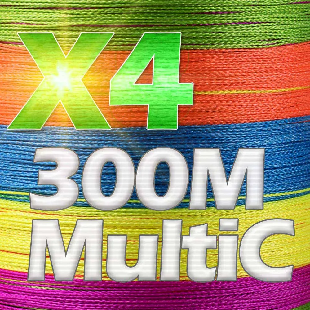 X4-300M-Multic JOSBY 300 м 500 м 1000 м 4 нити 8 нитей многоцветная ПЭ плетеная проволока многофиламентная супер сильная леска Новинка - Цвет: X4-300M-Multic