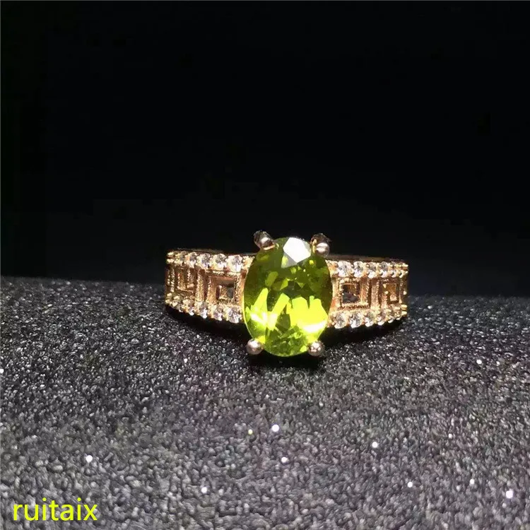 KJJEAXCMY fine jewelry 925 Серебряное инкрустированное натуральным оливковым камнем кольцо для леди с высоким качеством супер огненный цвет