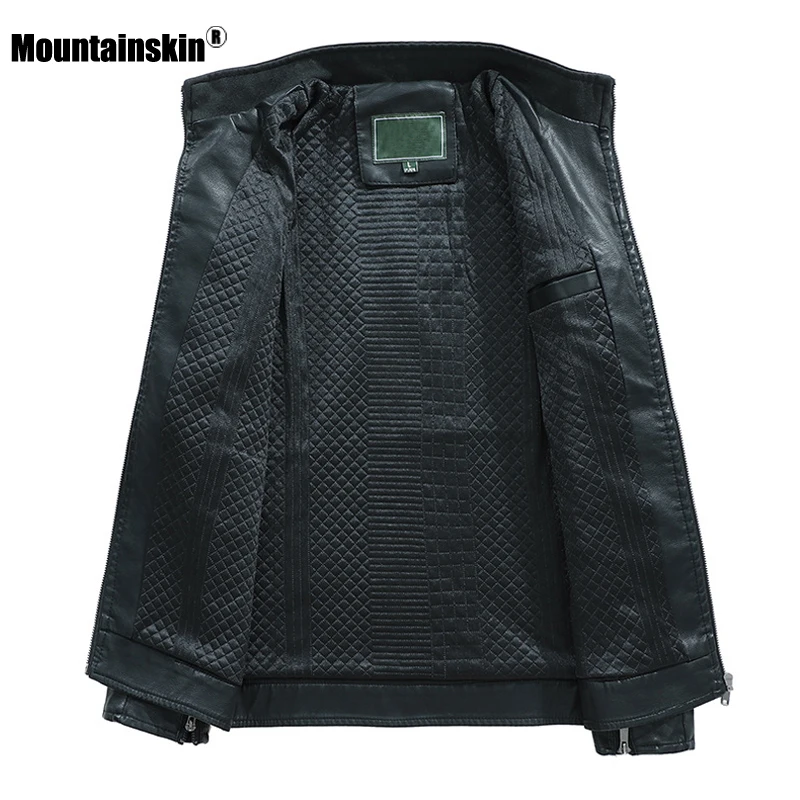 Мужская кожаная куртка Mountainskin черная из искусственной кожи верхняя одежда в