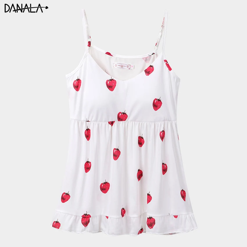 Женский пижамный комплект DANALA из хлопка с шортами и бретельками без рукавов