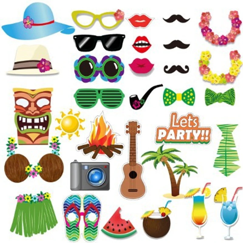 Aloha 32 шт. Luau Hawaii реквизит для фотосессии Летняя Вечеринка принадлежности|supplies party|
