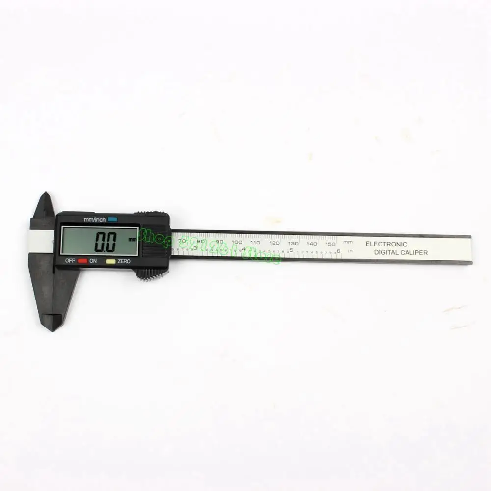 Black Caliper 150 мм 6 дюймов ЖК-дисплей цифровых электронных углеродного волокна штангенциркуль, микрометр, измерительный инструмент 1m Рулетка - Цвет: Black Caliper