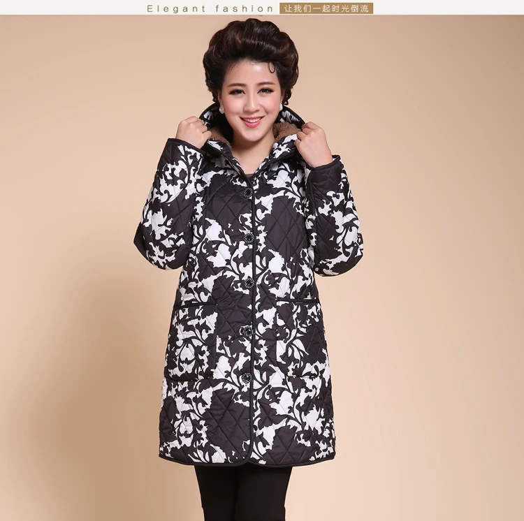 

Plus size XL-4XL 5XL 6XL (Bust 132 cm) Middle-aged and old clothing Big yards padded mother dress autumn winter coat