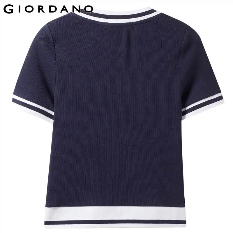 Футболка Giordano женская Летняя трикотажная футболка с коротким рукавом и
