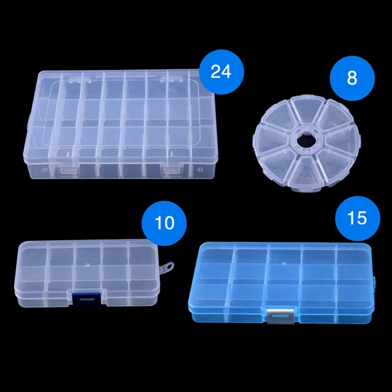 15 Slots Plastic Fishing Lure Hook Tackle Box Adjustable Portable Storage Case Tackle Multifunctional Organizer Fishing Boxes