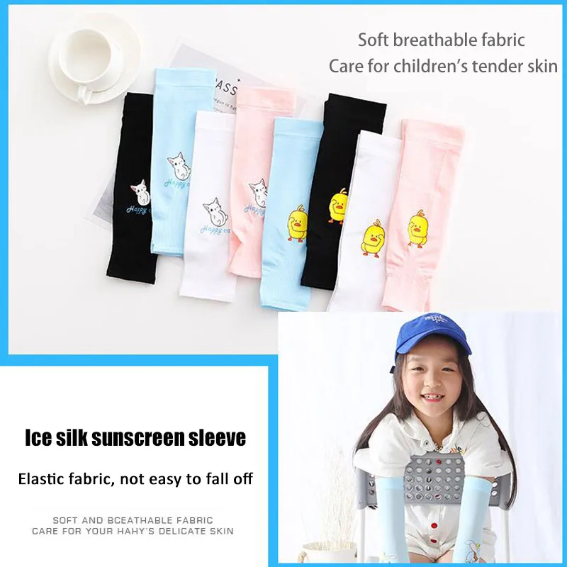 Child Sun Protection Arm Cooling Sleeve Cartoon Cuffs UV Protection Sleeves Breathable Running Arm Sleeves Kids