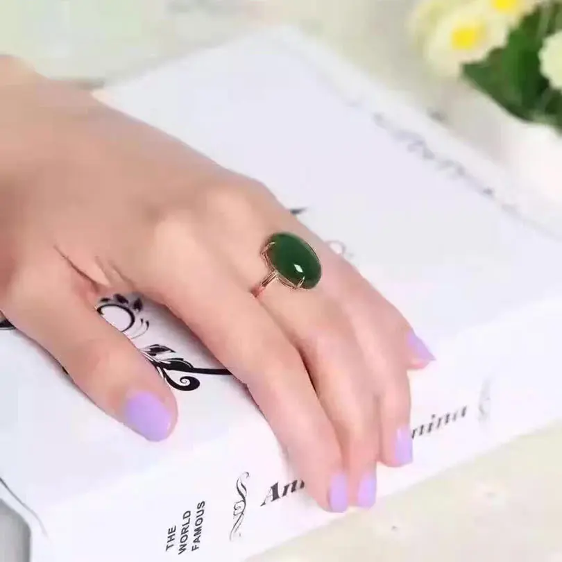 Женское кольцо ZHHIRY из натурального зеленого кольца яшмы реальные искусственные