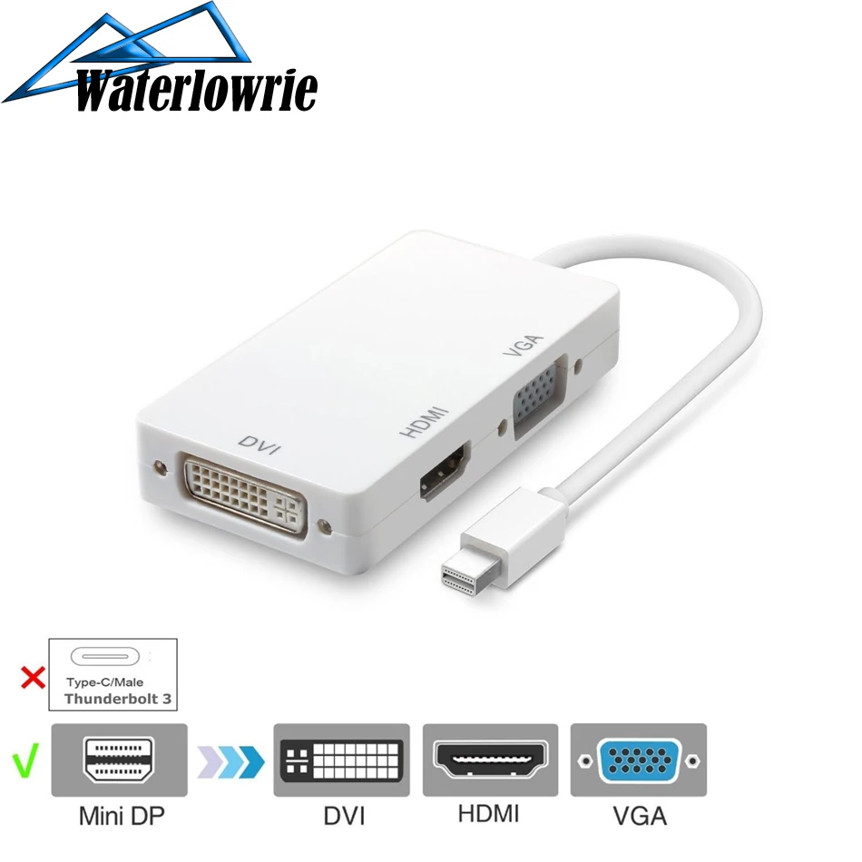 Водонепроницаемый мини Displayport DP к HDMI VGA DVI аудио Thunderbolt совместимый 1080 P
