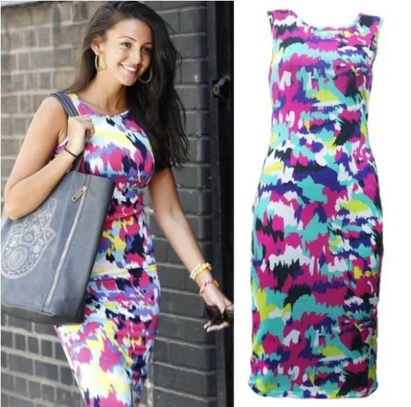 new 2015 lady's sexy women summer plus size printing party bandage club bodycon dress bodysuit dresses | Женская одежда