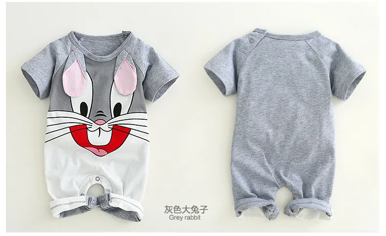 Hot Sale 2019 Summer New Fashions Casual Babies Cotton Round Neck Short Sleeves Rabbit Ears Body 0-3 Months Baby Clothes Romper |