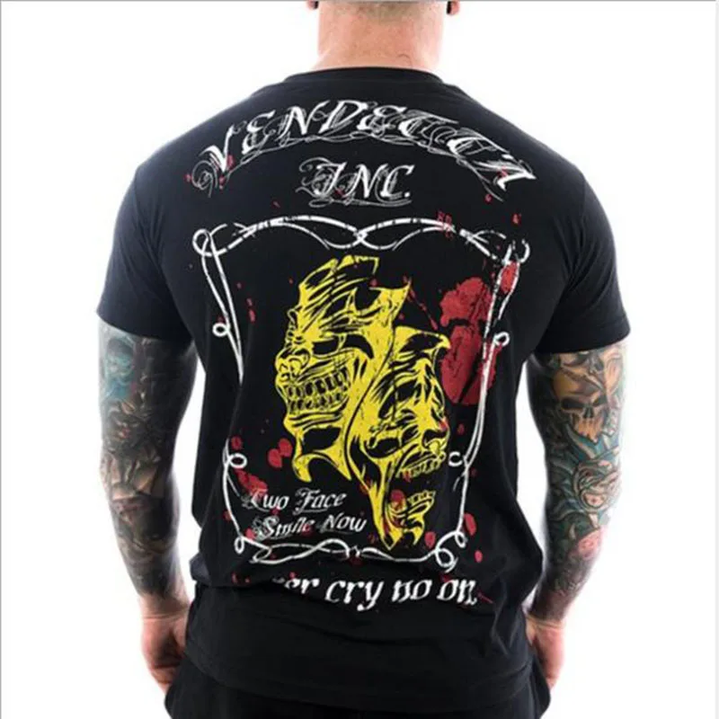 2019 Мужская быстросохнущая футболка с круглым вырезом и коротким рукавом принтом