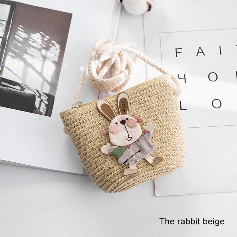 beige rabbit Мини-Сумочка для девочек, ручная работа, Соломенная Сумка, большая вместительность, летняя пляжная сумка на плечо, вечерние, для покупок, Лучшая распродажа-WT - Цвет: beige rabbit