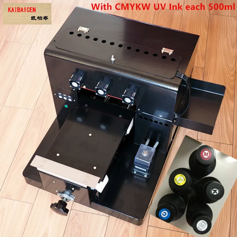 Printer With uv ink Kaibaicen A4 маленький размер УФ принтер для кожаный чехол для телефона ПВХ пластина/акриловая пластина/деревянная/металлическая пластина с CE бесплатно с УФ чернилами - Цвет: Printer With uv ink