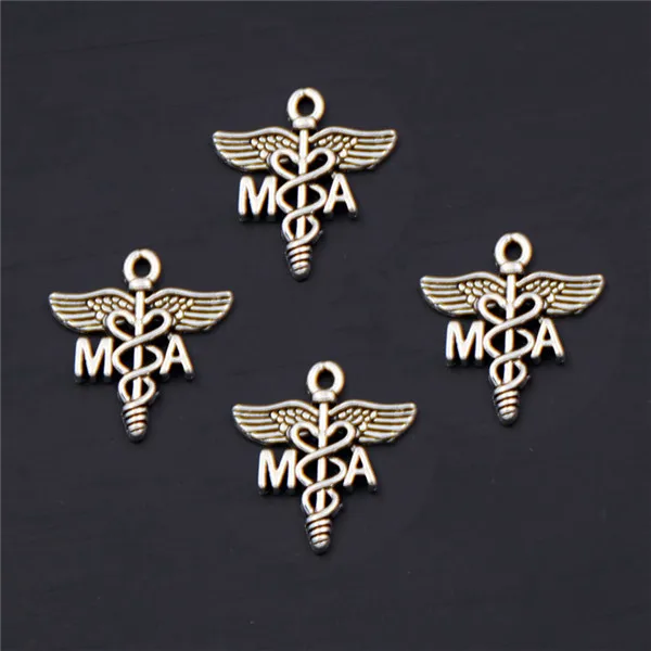 30pcs  Silver Color LPN Practical Nurse Medical Sign MA NP PA Charm DIY Necklace Bracelet Bangle Findings images - 6