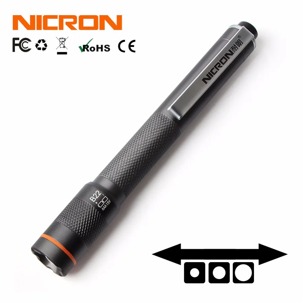 NICRON мини фонарик 120LM 61 м дальность луча водонепроницаемый IP65 1 Вт 2xaaa цветная ручка