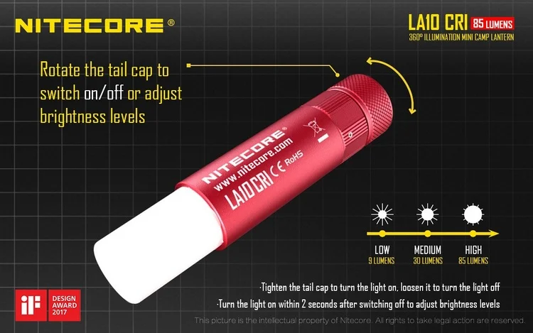 AA EDC Мини фонарь Nitecore LA10/LA10 CRI 135 люмен Кемпинг Nichia XP-G2 S3 светодиодный фонарик брелок