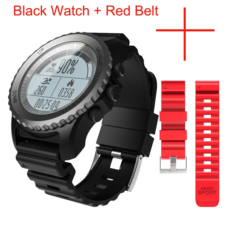 Black Add Red Belt Профессиональные gps уличные спортивные Смарт-часы S968 спортивные наручные часы IP68 Водонепроницаемый плавание Snoeling фитнес-трекер для измерения сердечного ритма - Цвет: Black Add Red Belt
