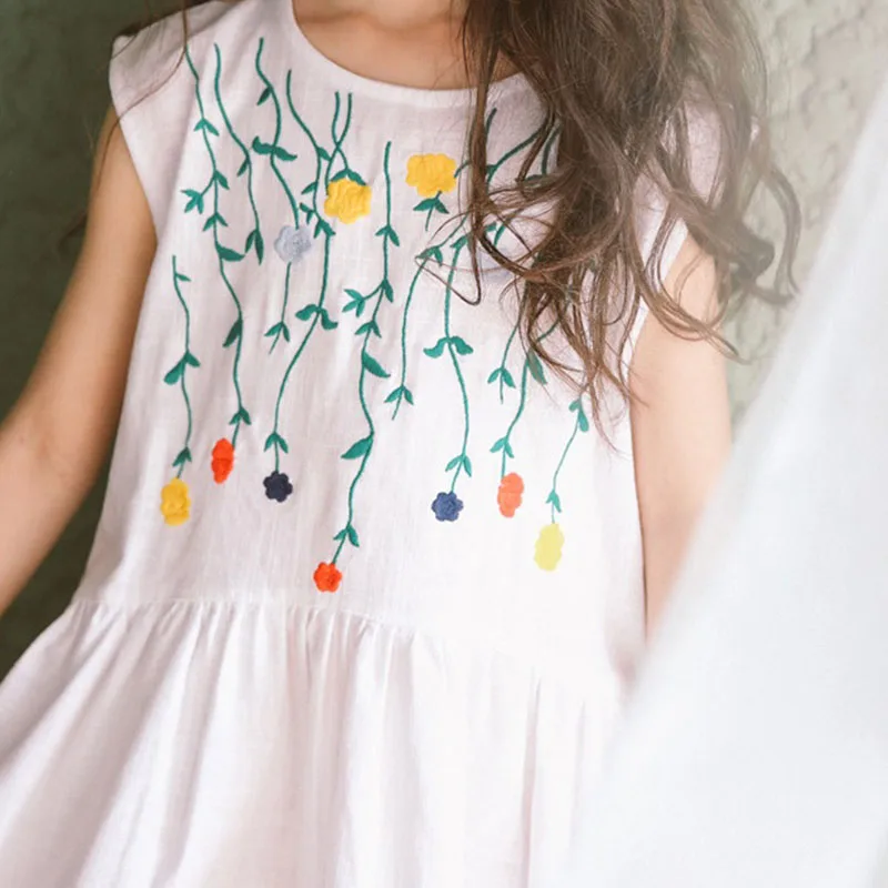 2018 летнее платье принцессы для подростков хлопковые платья с цветочной вышивкой