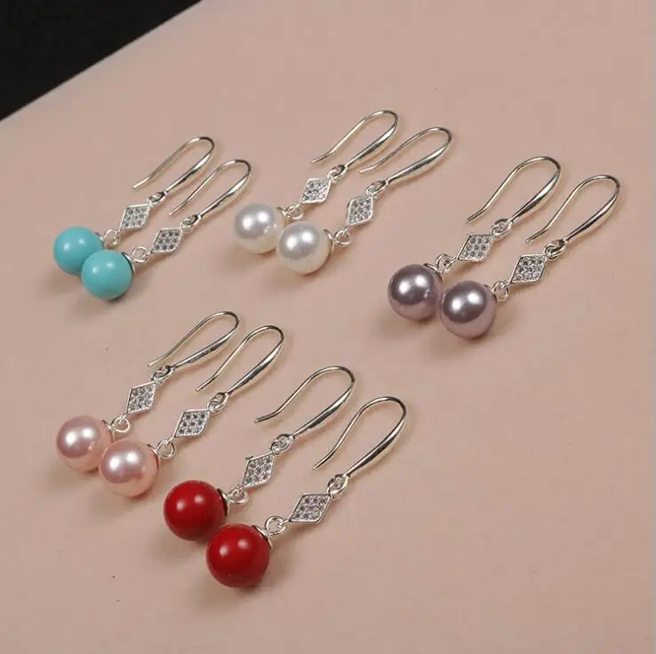 Серьги из циркония 8 мм с натуральной Медузой | Украшения и аксессуары