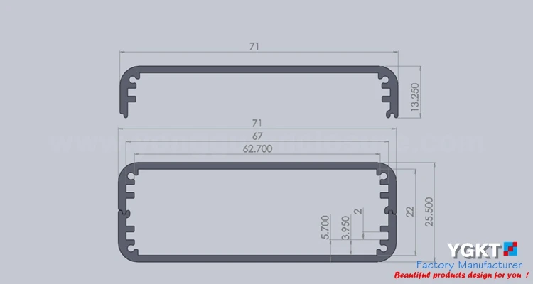 YGW 003 71 * 25 5 100 мм (WxH Dfree) алюминиевый многофункциональный корпус усилителя