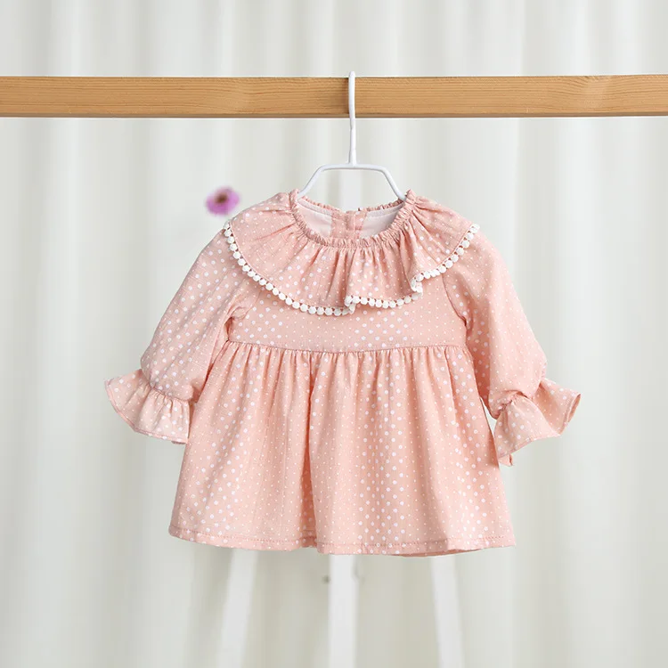 Idea2017 весенне-осеннее платье принцессы для маленьких девочек модное в горошек с