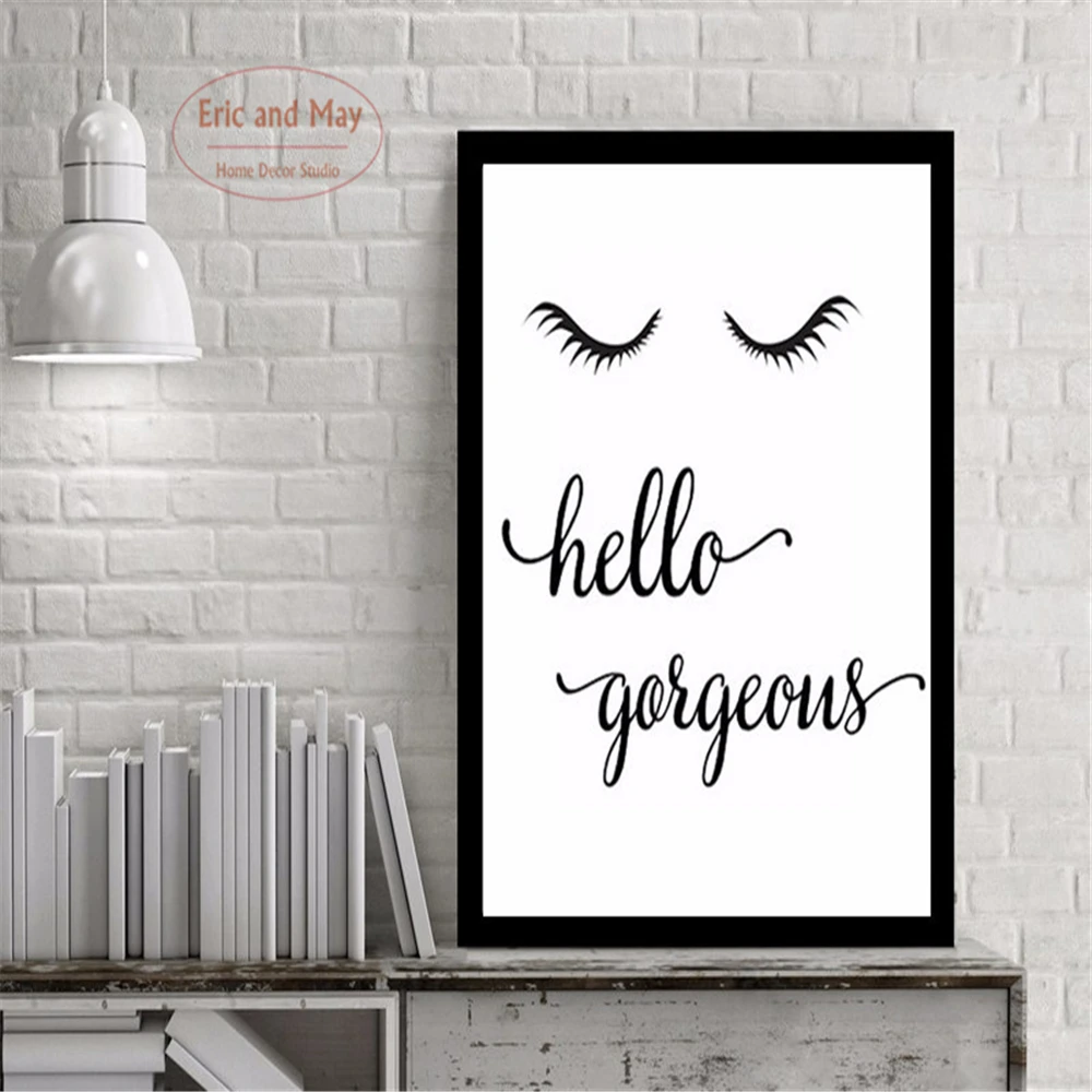 Рисунок на холсте из хлопка с цитатами Hello Eyelash художественный постер рисунком