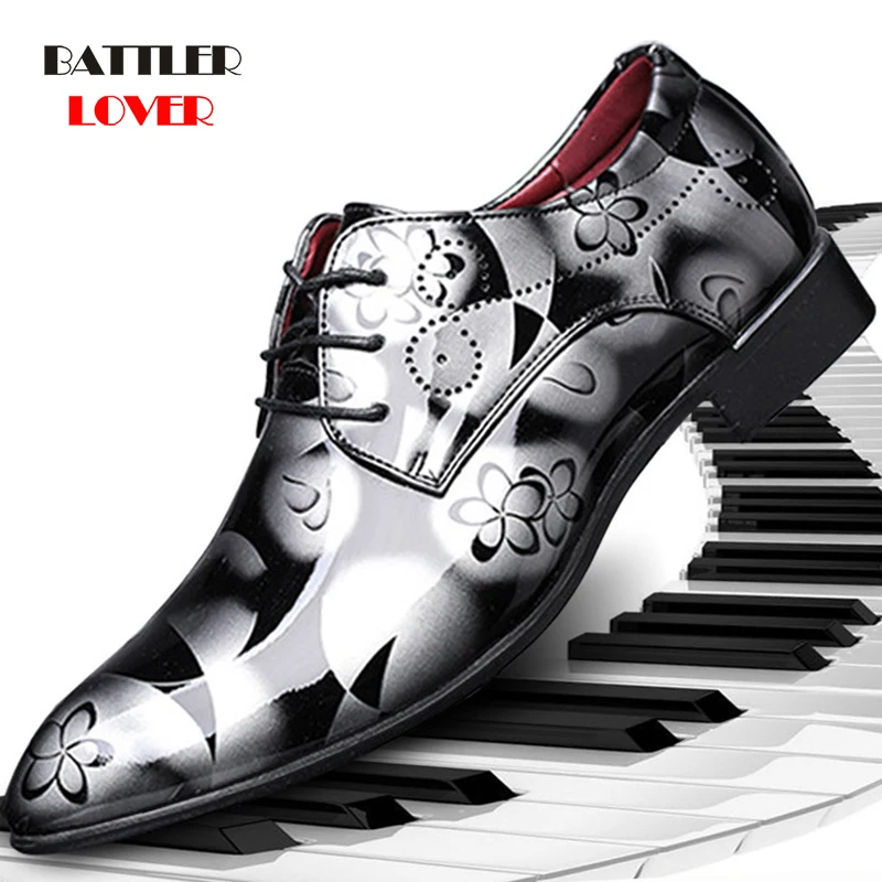 Мужские модельные туфли с цветочным узором мужские Формальные кожаные роскошные