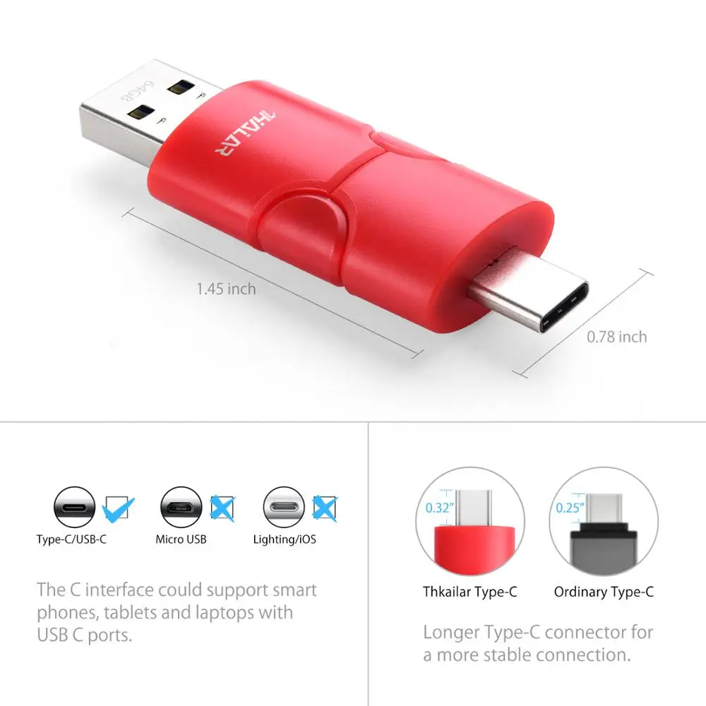 Высокоскоростной флеш накопитель THKAILAR USB 3 0 Type C OTG 256 ГБ 128 64 32 карта памяти флешка