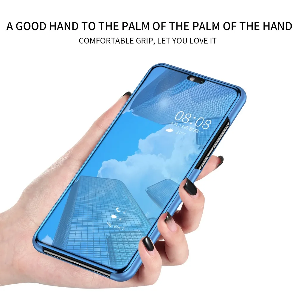 Бесплатный подарок закаленное фильм/MSK для huawei P20 pro Чехол роскошные Clear View зеркало