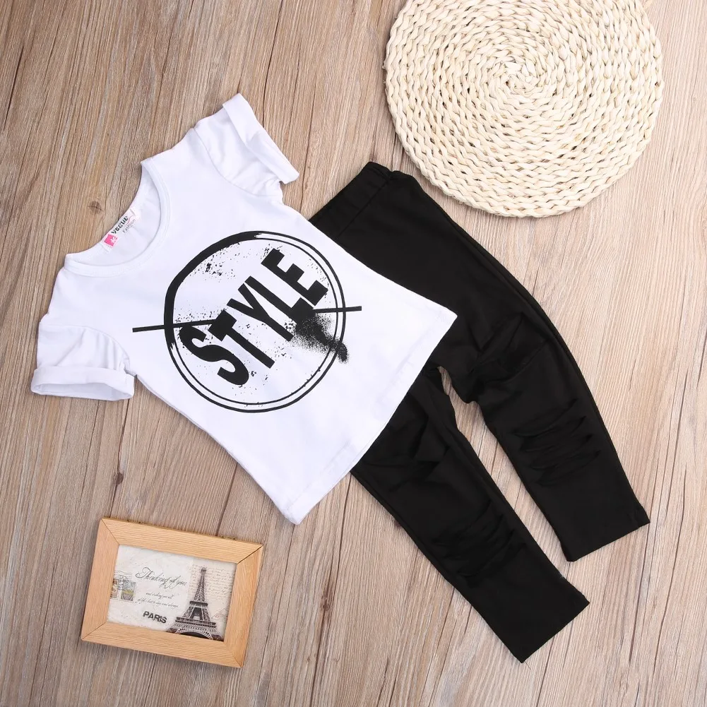 2 шт. футболка и штаны для девочек с коротким рукавом|leggings outfit|girl shortoutfit set |