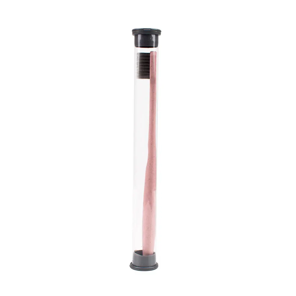 pink toothbrush 1 шт. зубная щетка из пшеничной соломы с мягкой щетиной зубная щетка с бамбуковым углем 18 см корпус из ПВХ портативная упаковка зубная щетка для путешествий - Цвет: pink toothbrush