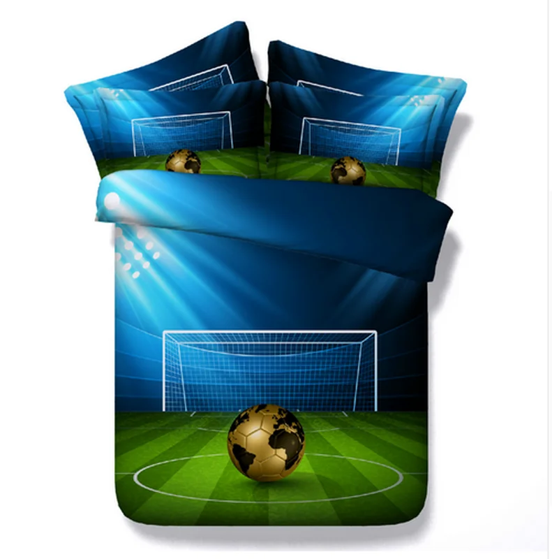 

Golden Ball andNice Football Field with Maps Printed Bedding Sets Football King Size 3Pcs Sports Duvet Blanket Cover Set 3Pcs
