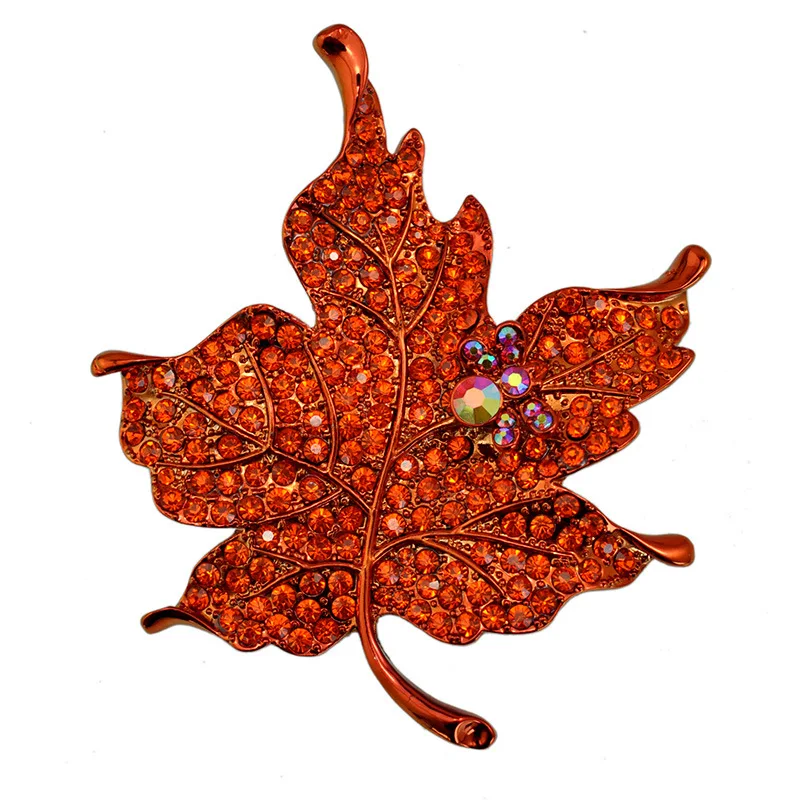 Модная женская брошка DH0003 с кристаллом в виде кленового листа 6 видов цветов|brooch