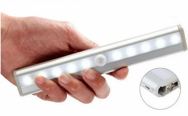 ИК лампа с датчиком движения 10 светодиодов|cabinet light|tube lightcool white |