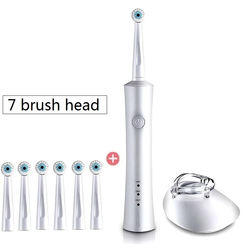 7 brush head Вращающаяся перезаряжаемая электрическая зубная щетка, ультра звуковая зубная щетка для детей и взрослых, зубная щетка с металлическим вращающимся двигателем - Цвет: 7 brush head