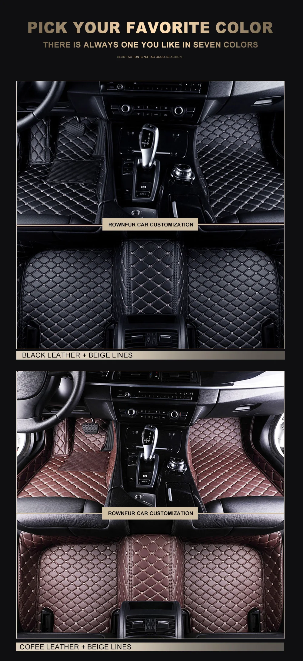AUTOROWN Кожаные коврики для Toyota Land Cruiser 100/120/200 Аксессуары в салон машины 3д коврики для авто из эко-кожи Коврики для тойота ленд крузер 100/120/200 Водонепроницаемые Ковры из экокожи для Land Cruiser